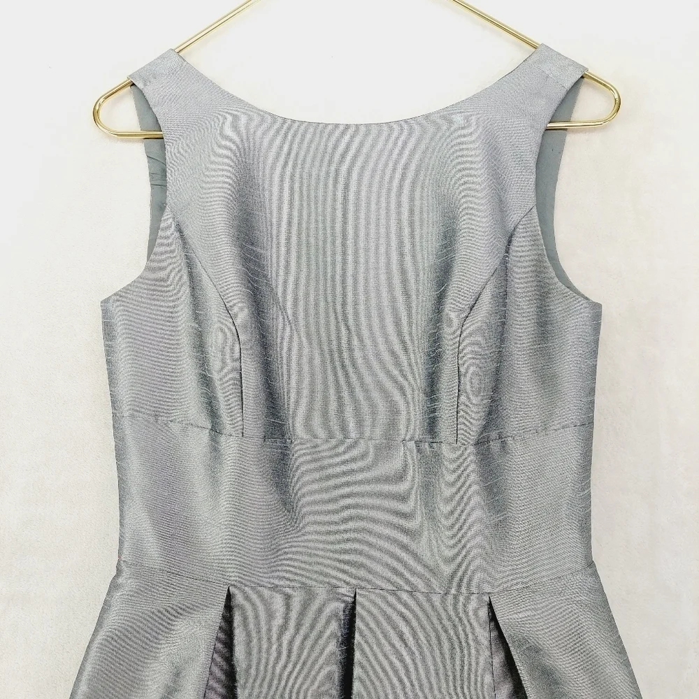 ALFRED SUNG Silver Polyester Sleeveless A-Line Knee Length Party Dress 3996